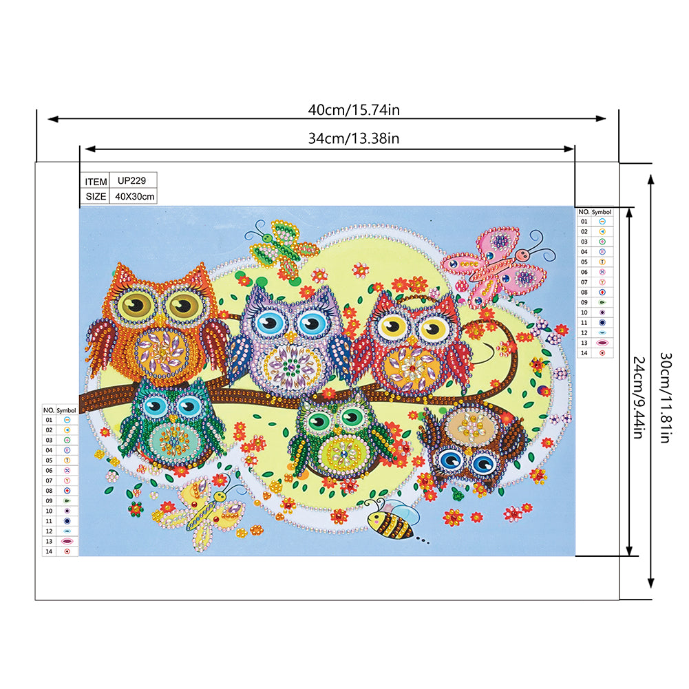 Owl - Special Shaped Drill Diamond Painting 40*30CM