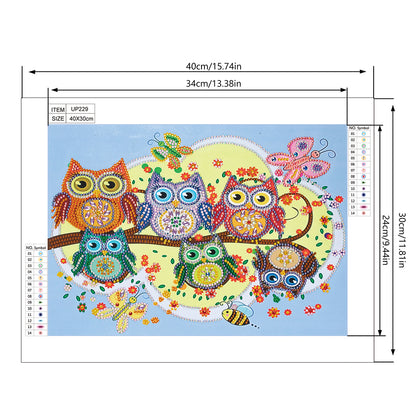 Owl - Special Shaped Drill Diamond Painting 40*30CM