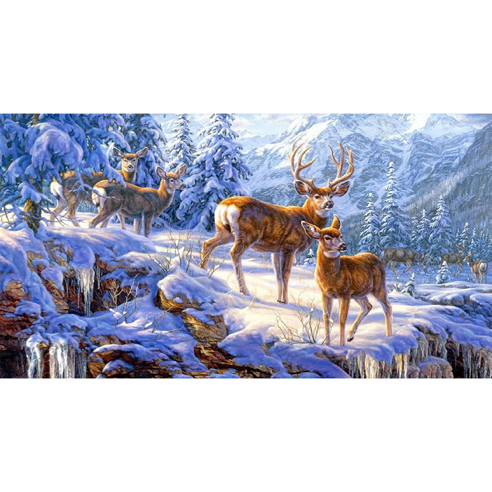 Deer - Full Round Drill Diamond Painting 70*40CM