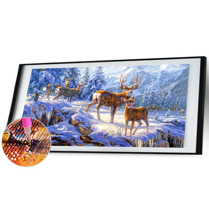 Deer - Full Round Drill Diamond Painting 70*40CM