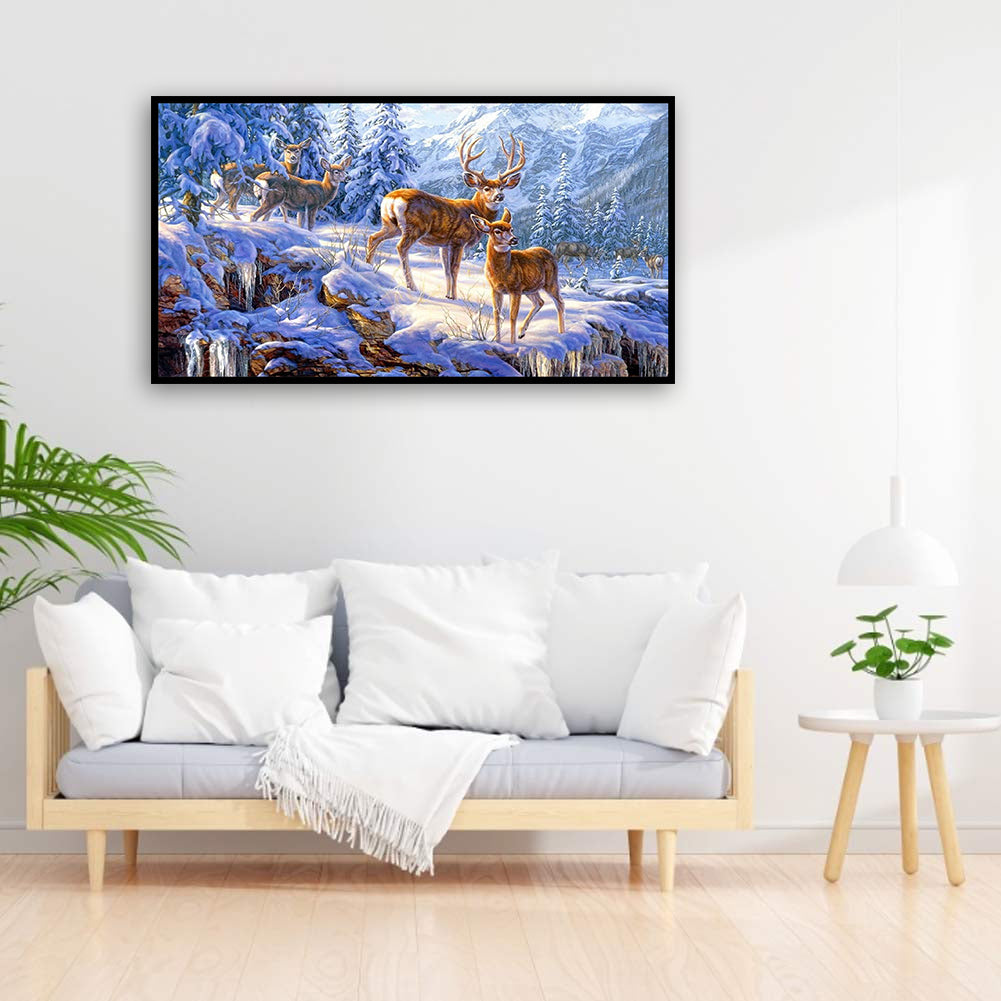 Deer - Full Round Drill Diamond Painting 70*40CM