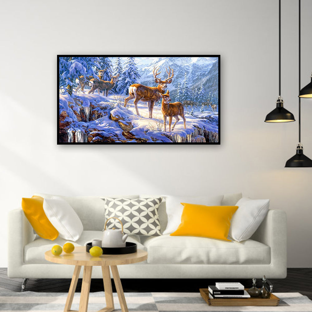 Deer - Full Round Drill Diamond Painting 70*40CM