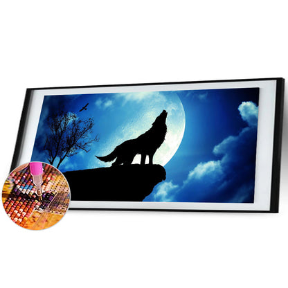 Night Wolf - Full Round Drill Diamond Painting 80*40CM