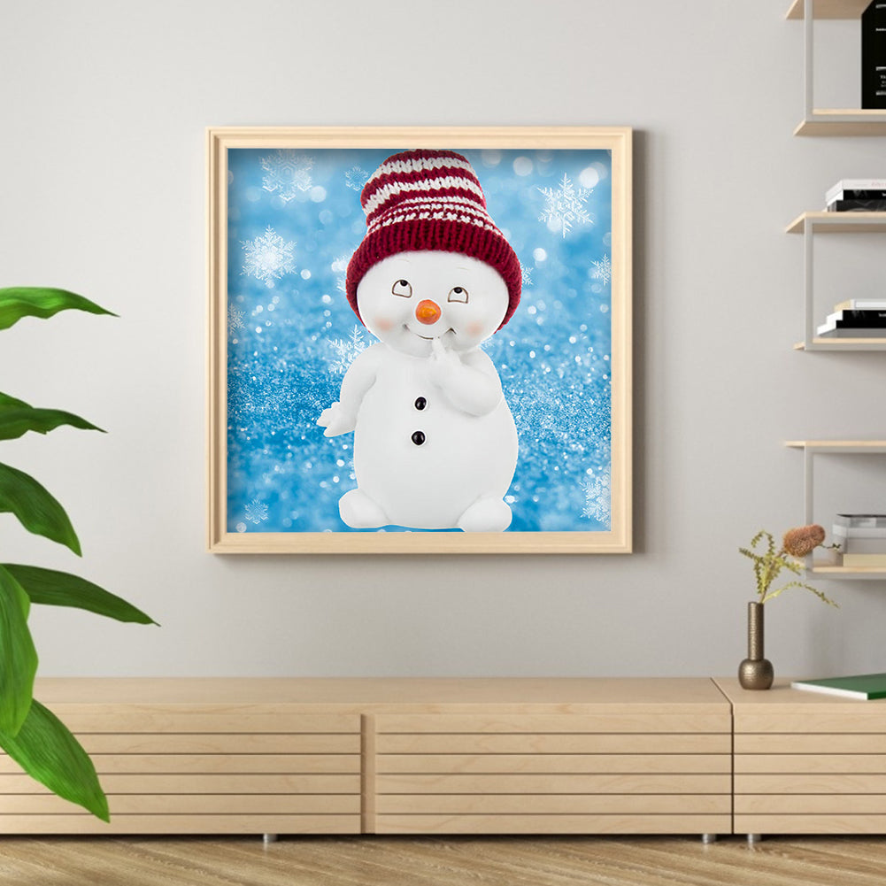 Red Snowman - Full Round Drill Diamond Painting 30*30CM