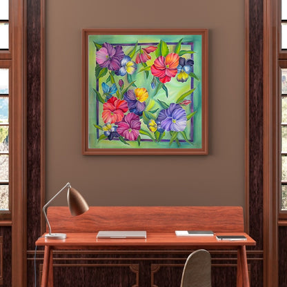 Flower Plant - Full Round Drill Diamond Painting 30*30CM