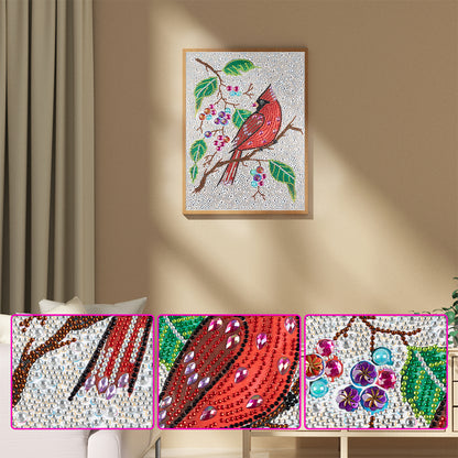 Red Bird - Special Shaped Drill Diamond Painting 30*40CM