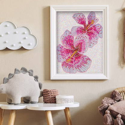 Pink Flower - Special Shaped Drill Diamond Painting 30*40CM