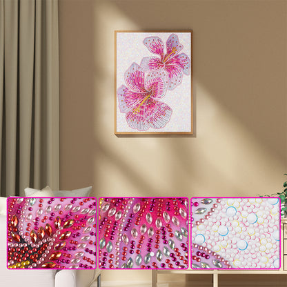 Pink Flower - Special Shaped Drill Diamond Painting 30*40CM