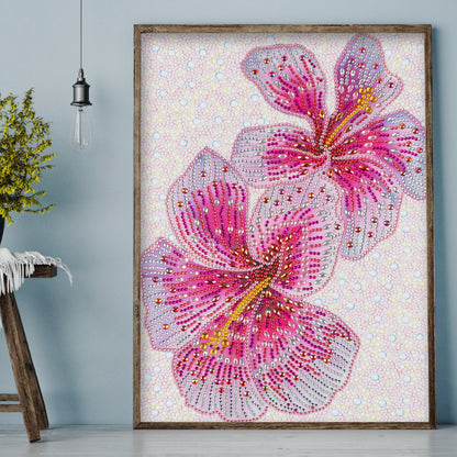 Pink Flower - Special Shaped Drill Diamond Painting 30*40CM