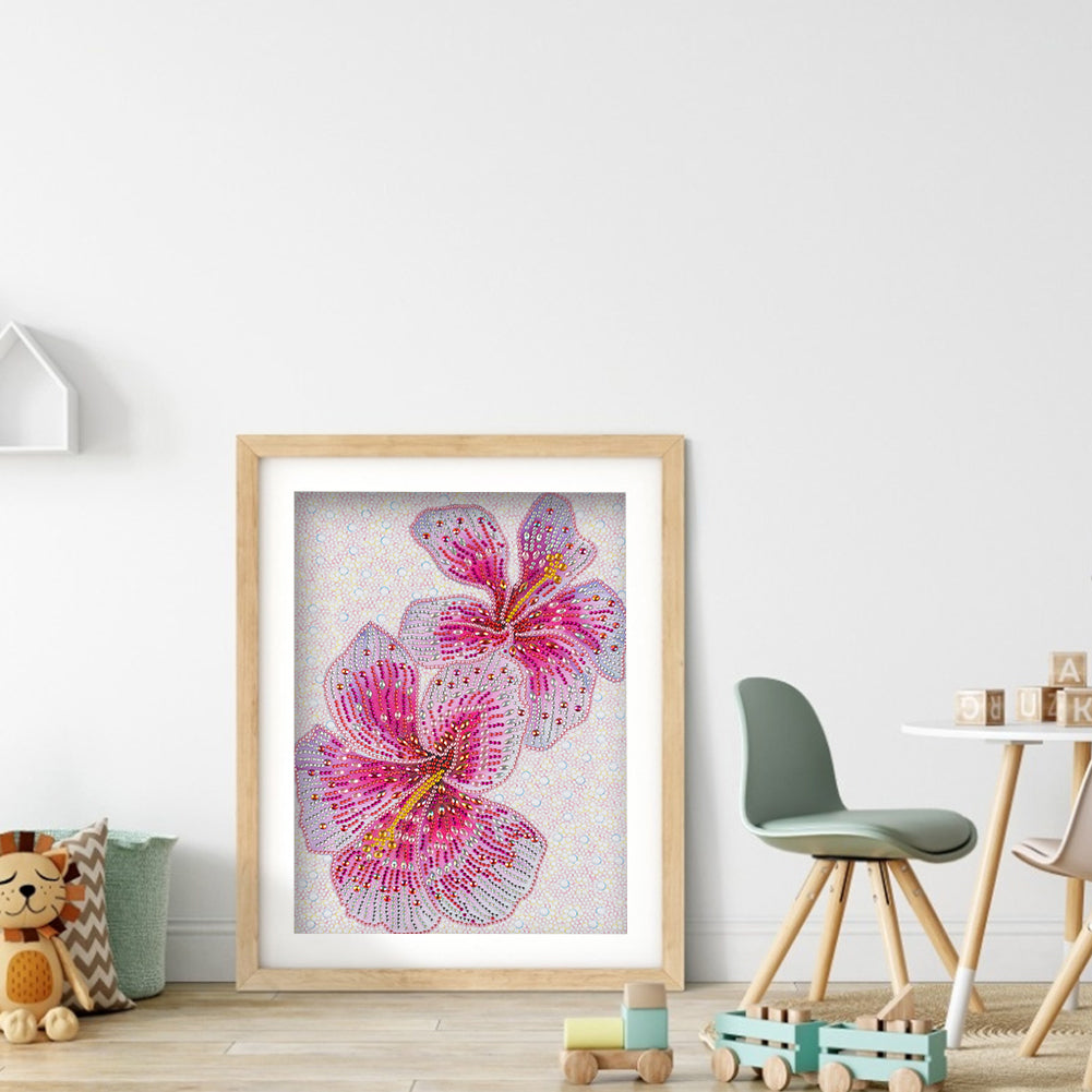 Pink Flower - Special Shaped Drill Diamond Painting 30*40CM