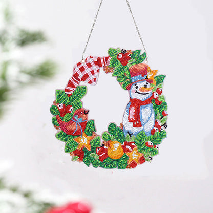 5D DIY Diamond Painting Christmas Wreath Kits Art Door Wall Hanging Decor