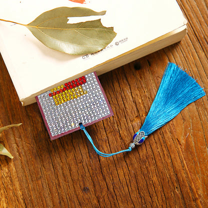 5D DIY Diamond Painting Leather Bookmark Tassel Special Shape Drill Mark