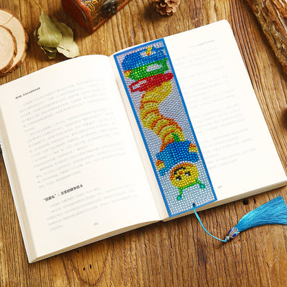 5D DIY Diamond Painting Leather Bookmark Tassel Special Shape Drill Mark