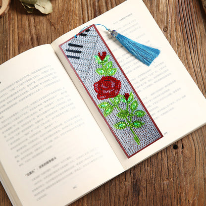 5D DIY Diamond Painting Leather Bookmark Tassel Special Shape Drill Mark