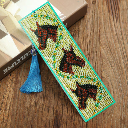 5D DIY Diamond Painting Leather Bookmark Tassel Special Shape Drill Mark