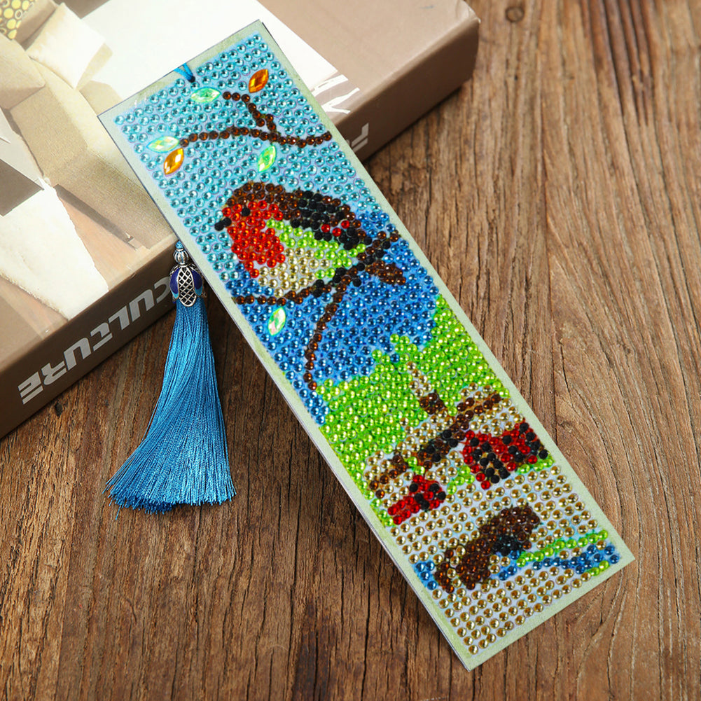 5D DIY Diamond Painting Leather Bookmark Tassel Special Shape Drill Mark