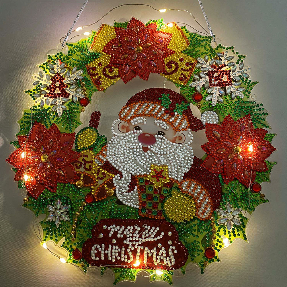 Xmas Diamond Painting Wreath Special Shape Drill Rhinestone Garland Craft