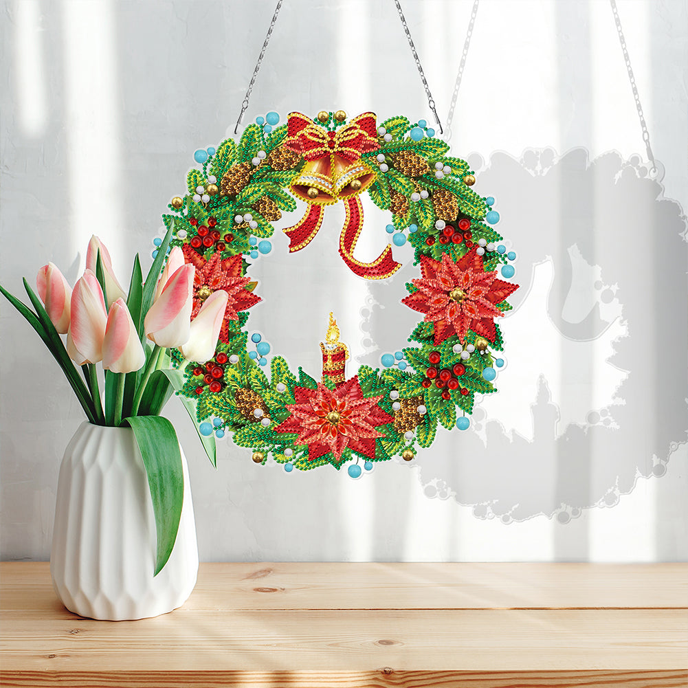 Xmas Diamond Painting Wreath Special Shape Drill Rhinestone Garland Craft