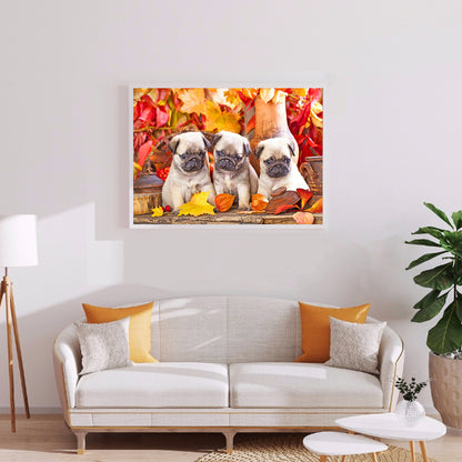 Three Puppies - Full Round Drill Diamond Painting 40*30CM