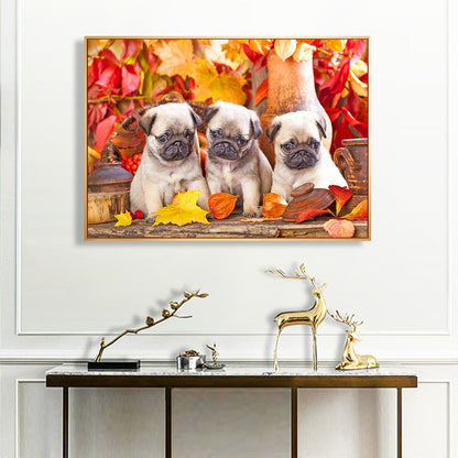 Three Puppies - Full Round Drill Diamond Painting 40*30CM