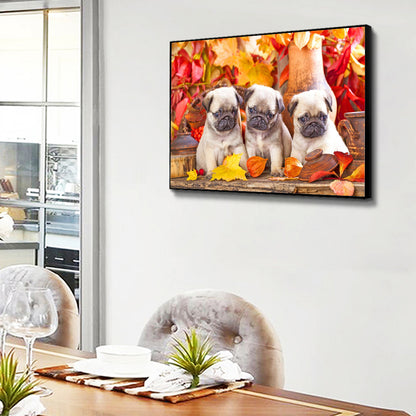 Three Puppies - Full Round Drill Diamond Painting 40*30CM