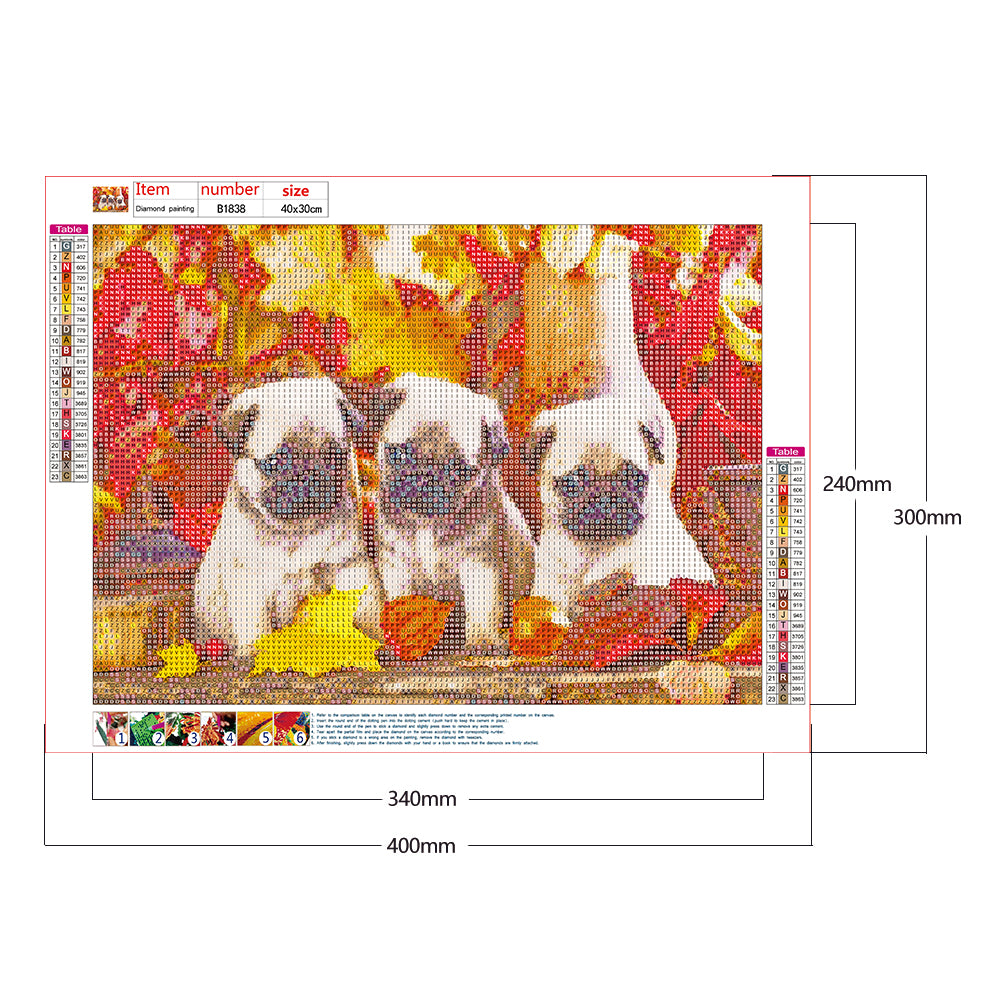 Three Puppies - Full Round Drill Diamond Painting 40*30CM