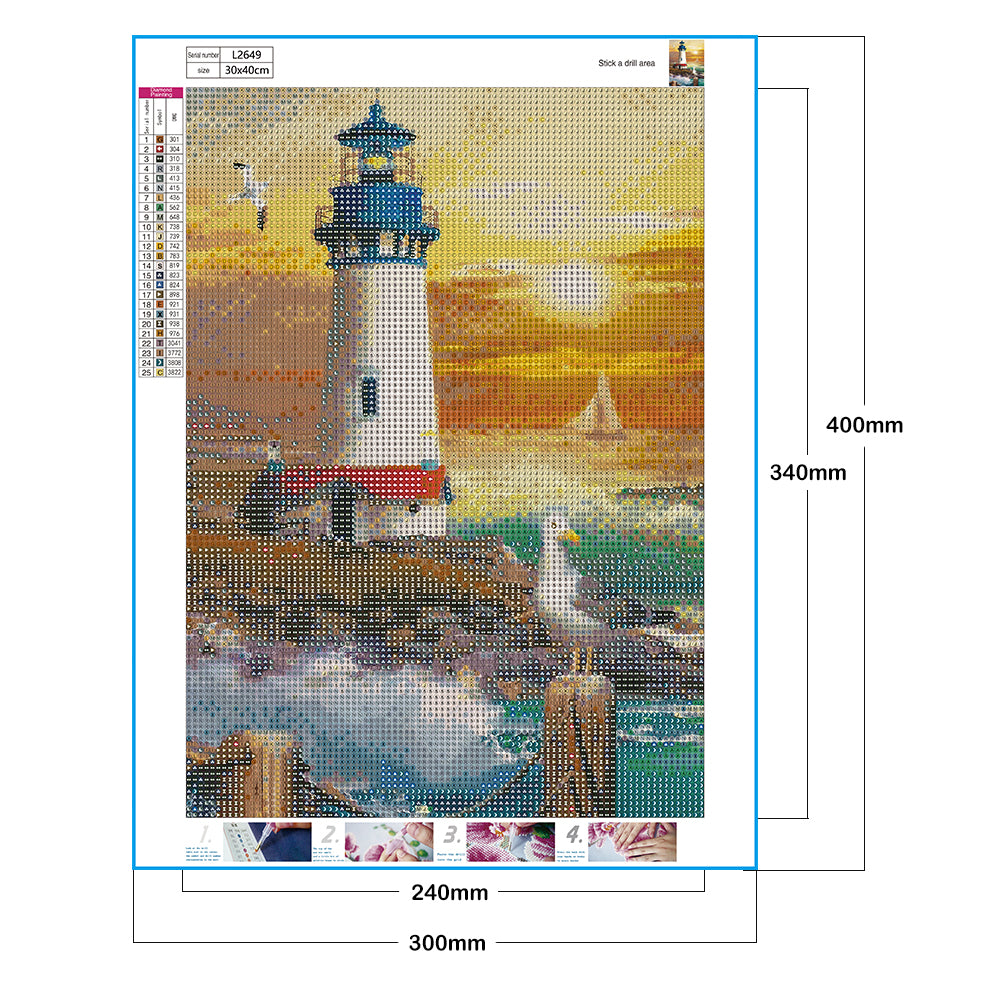 Lighthouse - Full Round Drill Diamond Painting 30*40CM