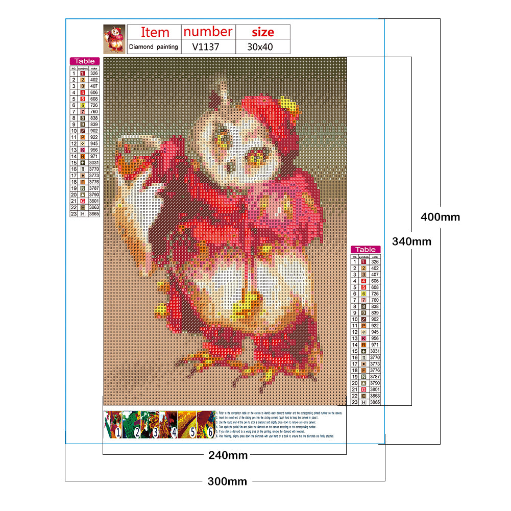 Owl - Full Round Drill Diamond Painting 30*40CM