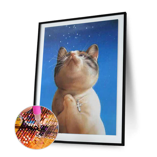 Praying Cat - Full Round Drill Diamond Painting 30*40CM