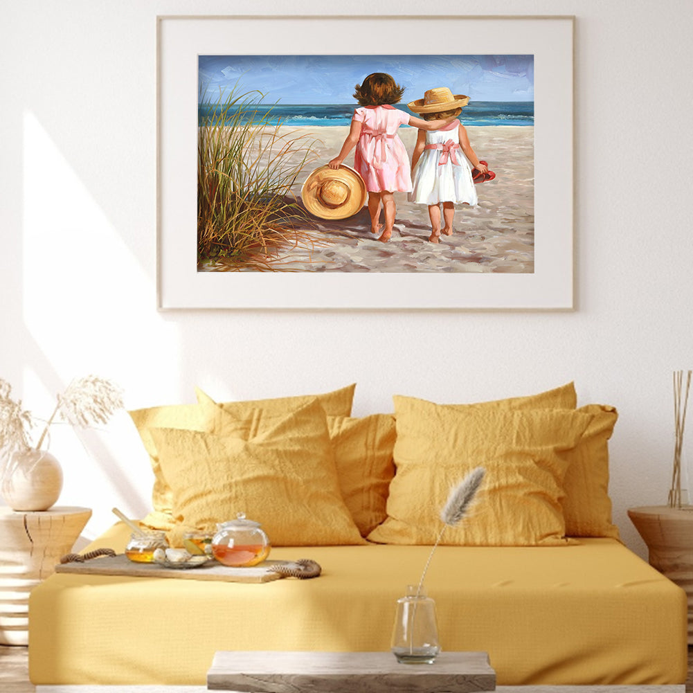 Beach Girl - Full Round Drill Diamond Painting 40*30CM
