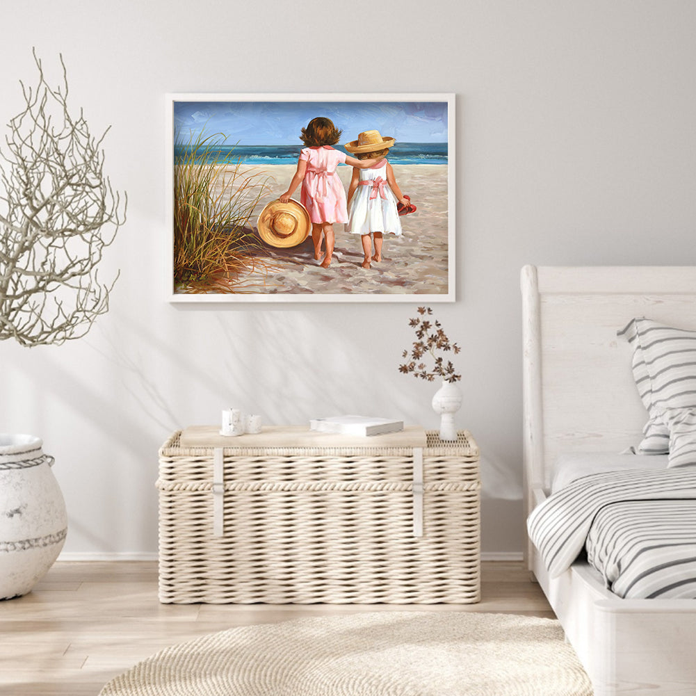 Beach Girl - Full Round Drill Diamond Painting 40*30CM