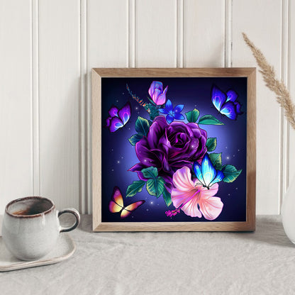 Butterfly Rose - Full Round Drill Diamond Painting 30*30CM