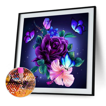 Butterfly Rose - Full Round Drill Diamond Painting 30*30CM