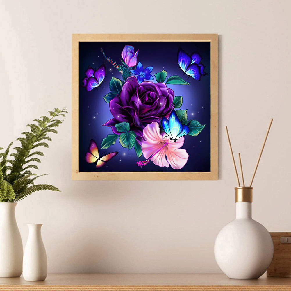 Butterfly Rose - Full Round Drill Diamond Painting 30*30CM