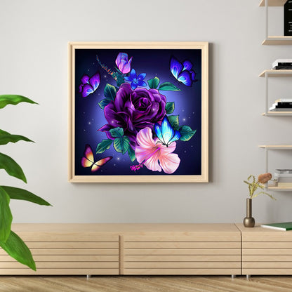 Butterfly Rose - Full Round Drill Diamond Painting 30*30CM