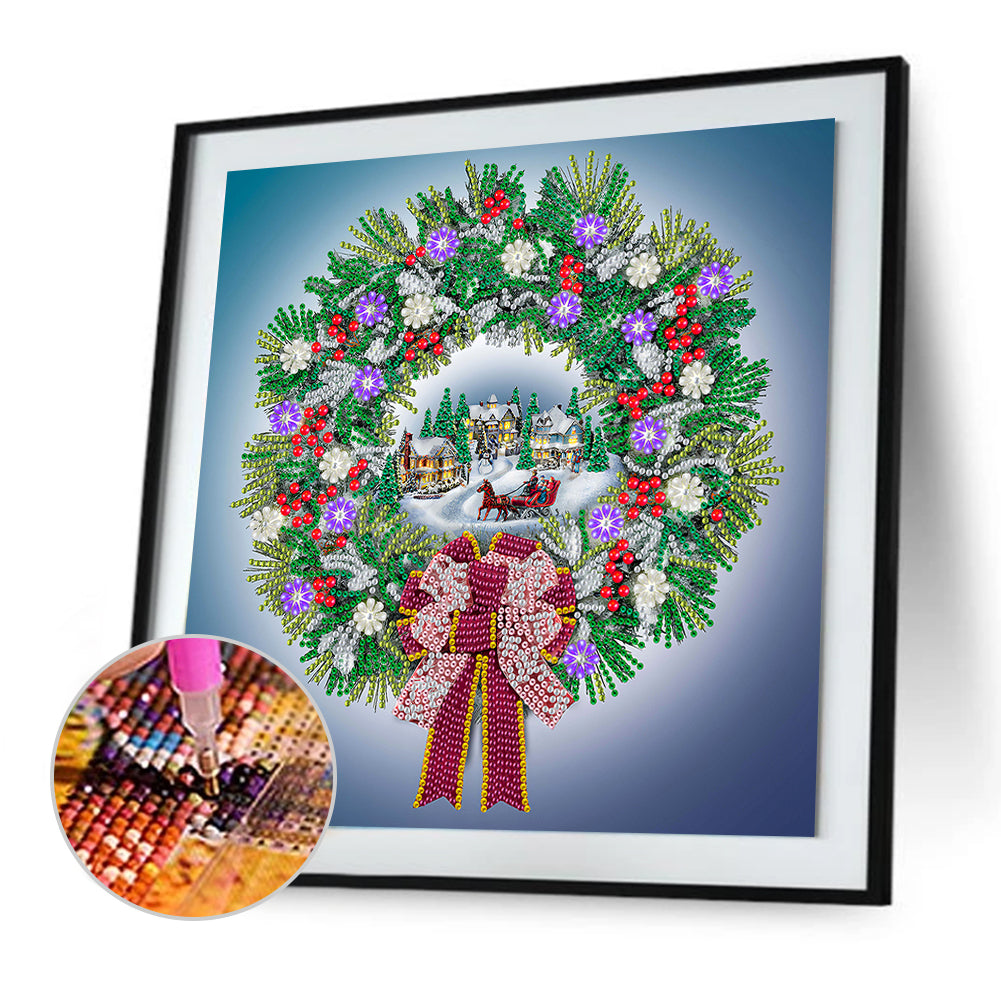 Christmas Wreath - Special Shaped Drill Diamond Painting 35*35CM