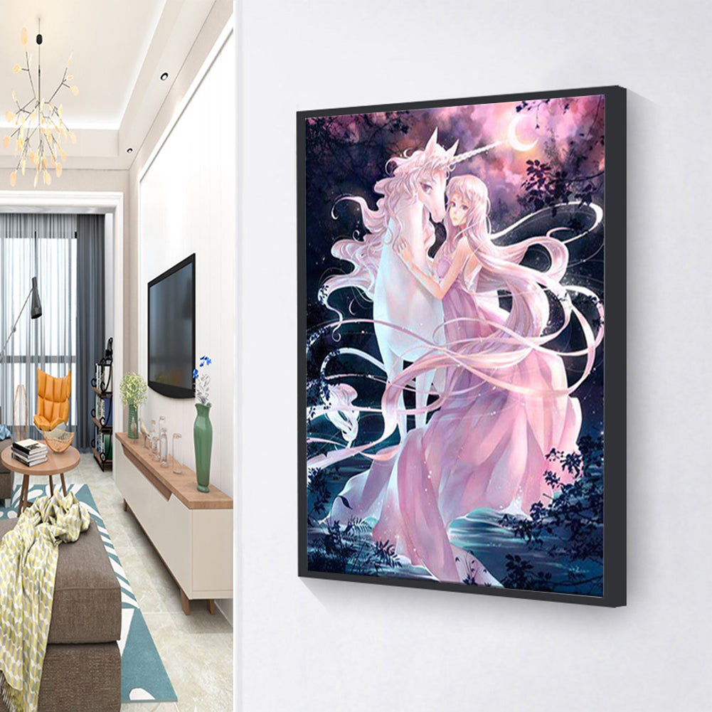 Girl Unicorn - Full Square Drill Diamond Painting 40*50CM