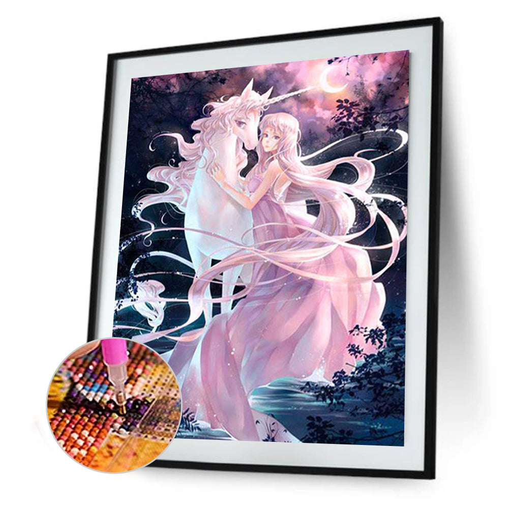 Girl Unicorn - Full Square Drill Diamond Painting 40*50CM