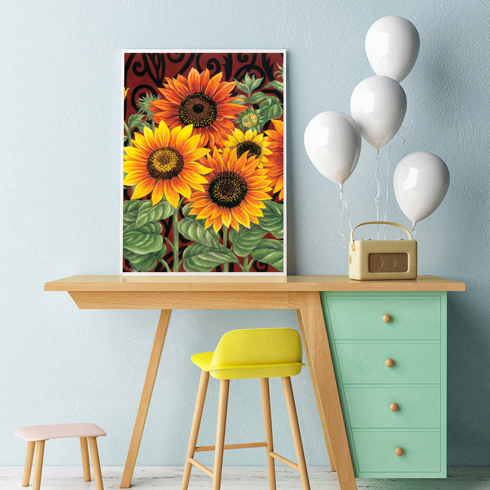 Sunflowers - Full Round Drill Diamond Painting 30*40CM