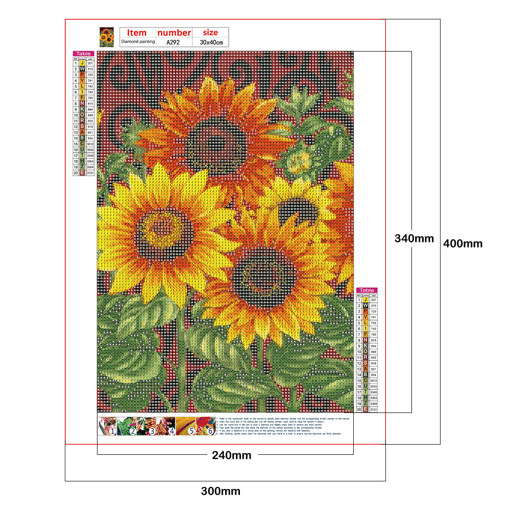 Sunflowers - Full Round Drill Diamond Painting 30*40CM