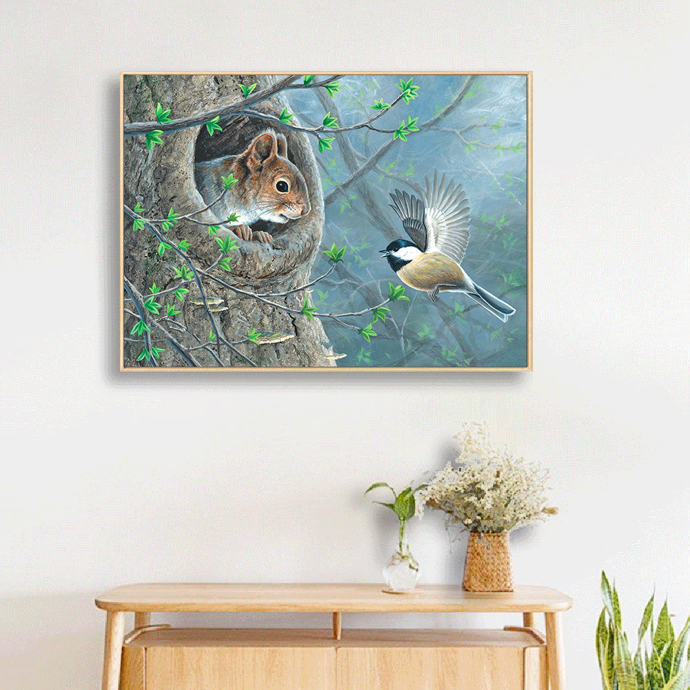 Squirrel Bird - Full Round Drill Diamond Painting 40*30CM