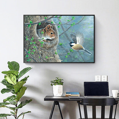 Squirrel Bird - Full Round Drill Diamond Painting 40*30CM