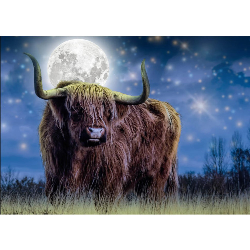 Moon Cow - Full Round Drill Diamond Painting 40*30CM