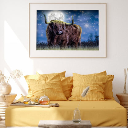 Moon Cow - Full Round Drill Diamond Painting 40*30CM