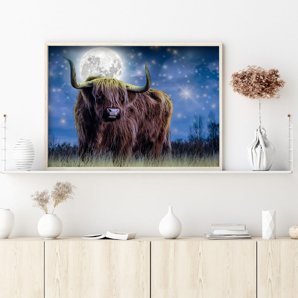 Moon Cow - Full Round Drill Diamond Painting 40*30CM