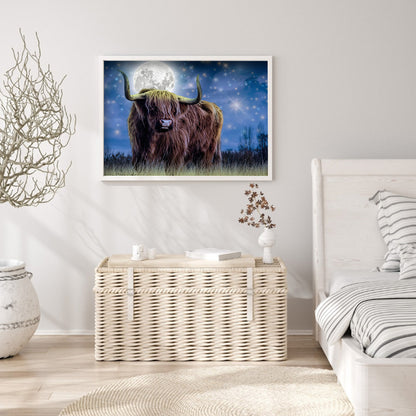 Moon Cow - Full Round Drill Diamond Painting 40*30CM