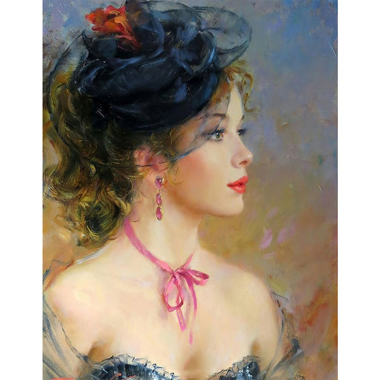 Elegant Lady - Full Round Drill Diamond Painting 30*40CM