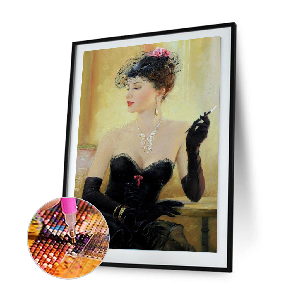 Elegant Lady - Full Round Drill Diamond Painting 30*40CM