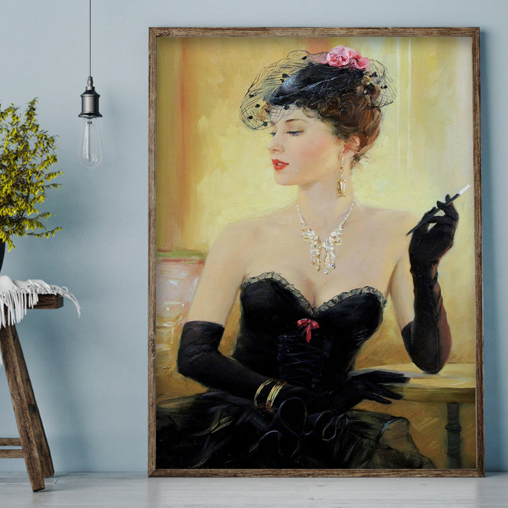 Elegant Lady - Full Round Drill Diamond Painting 30*40CM