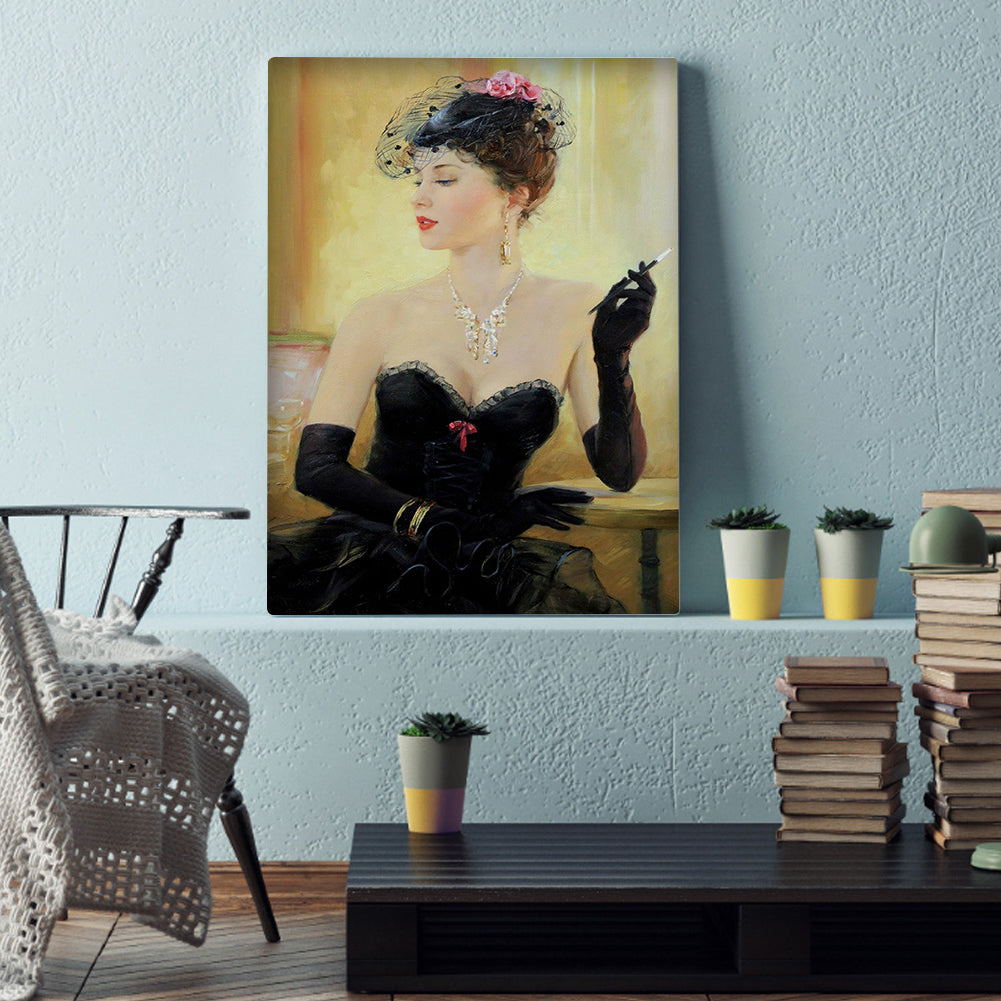 Elegant Lady - Full Round Drill Diamond Painting 30*40CM